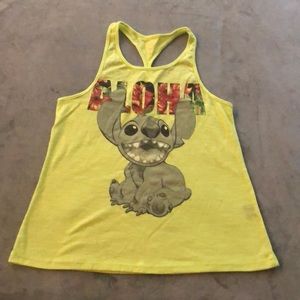 neon yellow lilo & stitch tank
